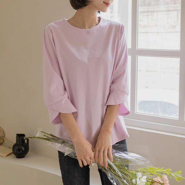 purplia-튤립 라운드 티셔츠♡韓國女裝上衣