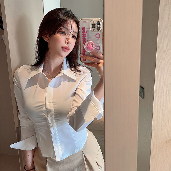 hypnotic-[퍼메인 슬림 크롭 셔츠]♡韓國女裝上衣