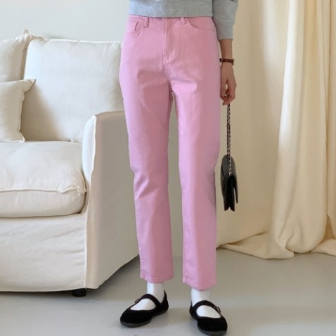 jooen-로빈스 안밴딩  스판 면슬랍세미보이 팬츠(S,M,L)韓國女裝褲