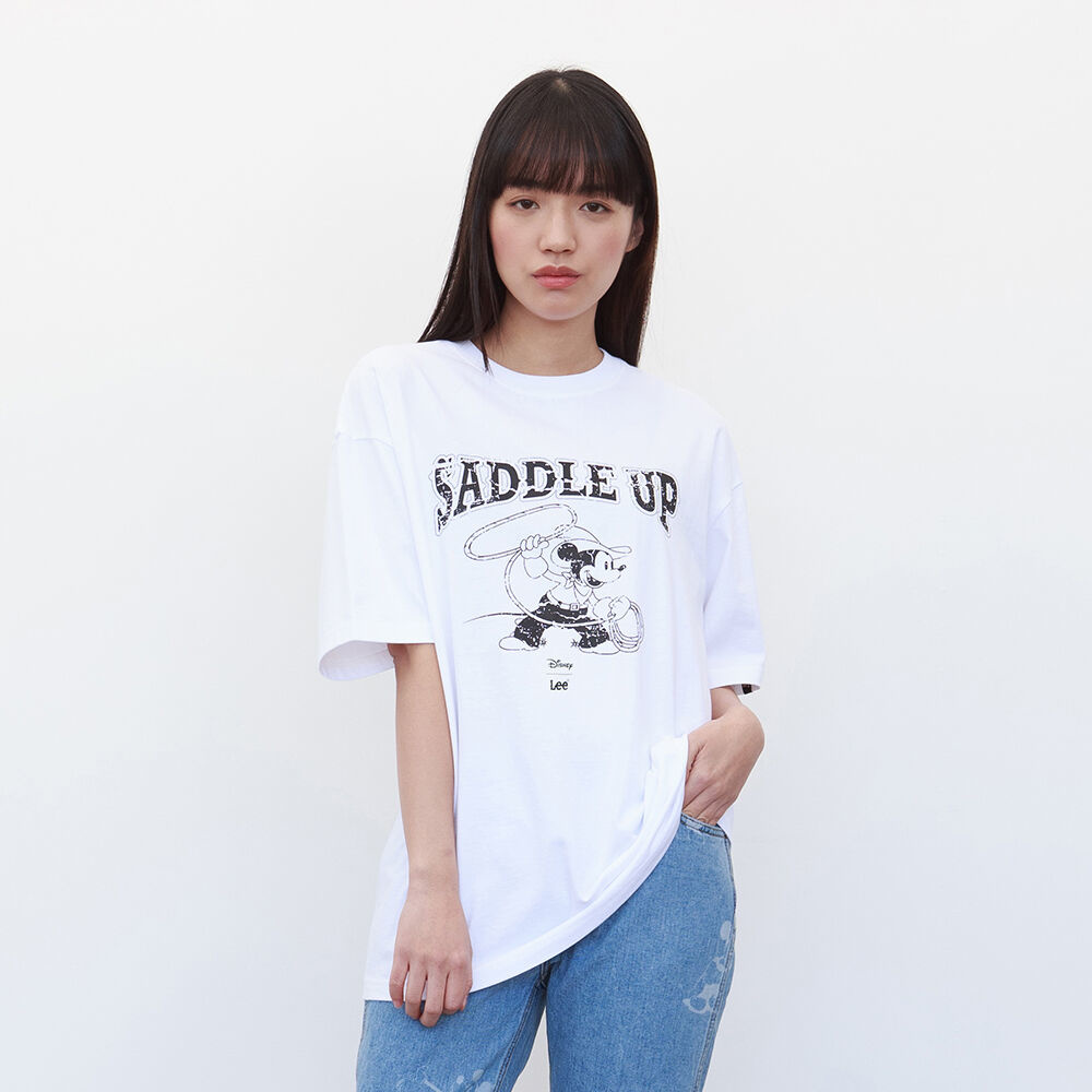 [Lee x Disney] Cowboy Mickey Mouse Saddle Up Graphic T-Shirt White