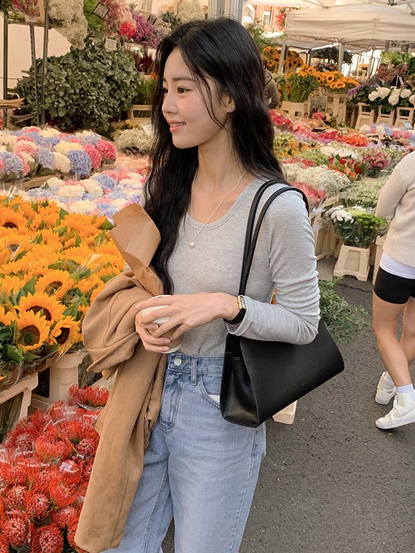 shopperland-[기획/가을신상]여리핏 울 블렌딩 가을 긴팔 티셔츠 (5color)♡韓國女裝上衣