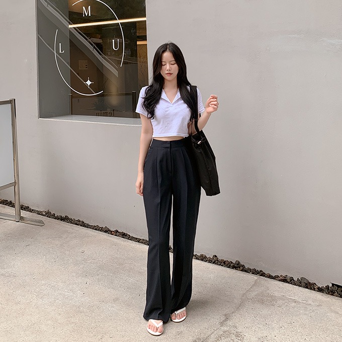 henique-[당일배송][자체제작] 155cm 마이팔레트 와이드 롱 슬랙스 -8 color [기장추가]♡韓國女裝褲