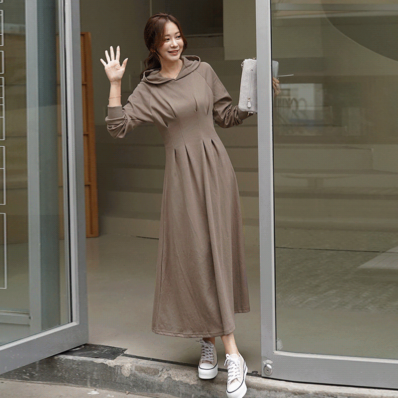 clicknfunny-[렐크후드 기모롱원피스]♡韓國女裝連身裙