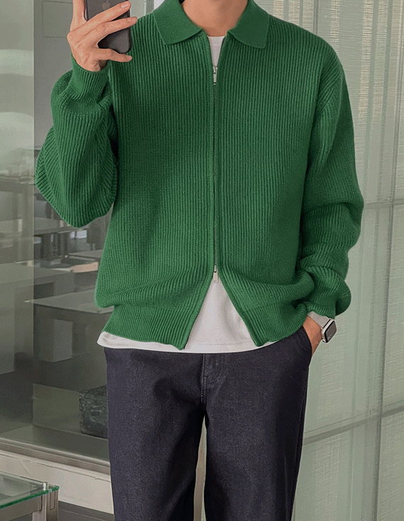 jogunshop-JOGUNSHOP - 모달 투웨이 하찌 카라 집업니트L~XL(95~105)♡韓國男裝外套