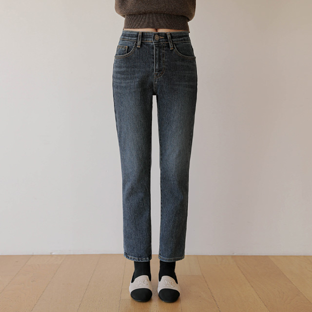 chicfox-[4일간15%][프렌치시크]커먼스웨이드 기모 일자 데님팬츠(11.12(일)까지)♡韓國女裝褲