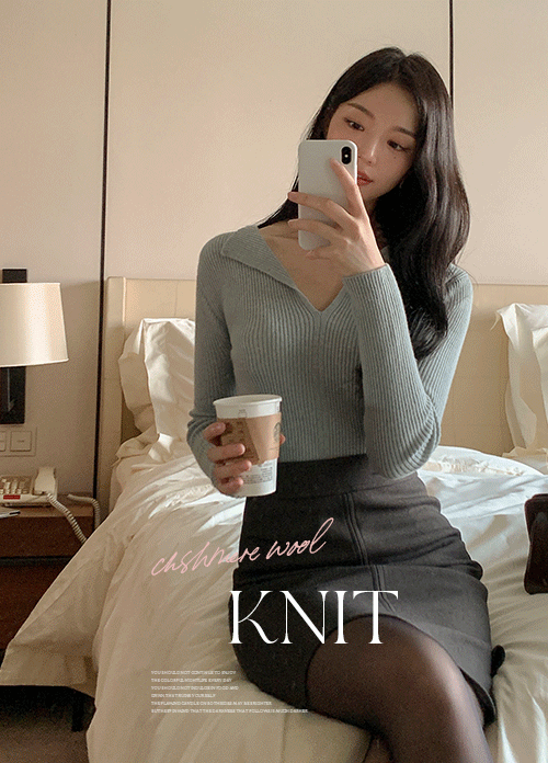 reine-[겨울신상] 온리오픈넥울니트 (4colors) 울48% new♡韓國女裝上衣