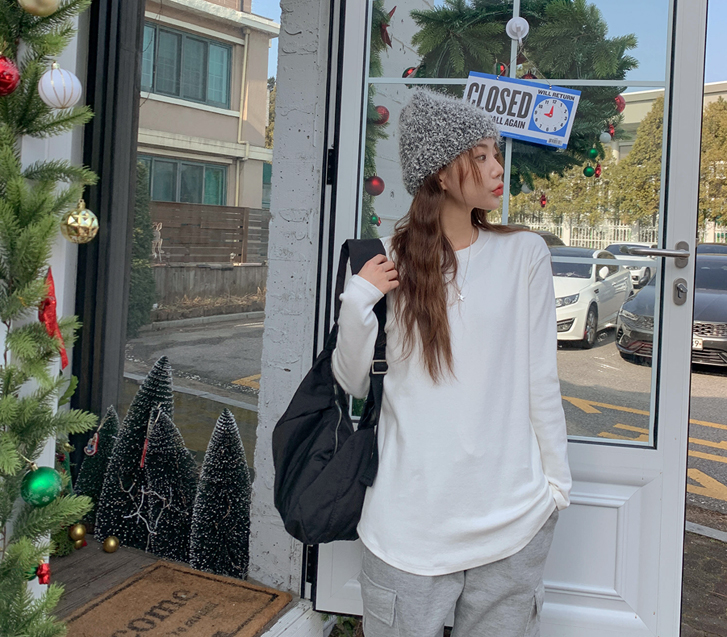 lylon-로일피치기모긴팔롱티셔츠♡韓國女裝上衣