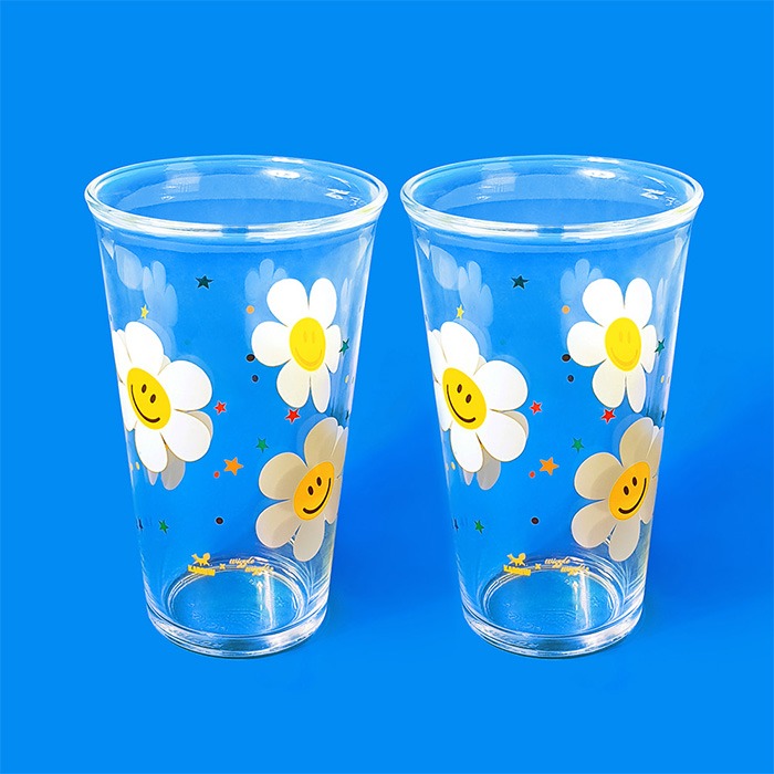 韓國Wiggle Wiggle - Glass Cup -  Smile We Love 1SET X2