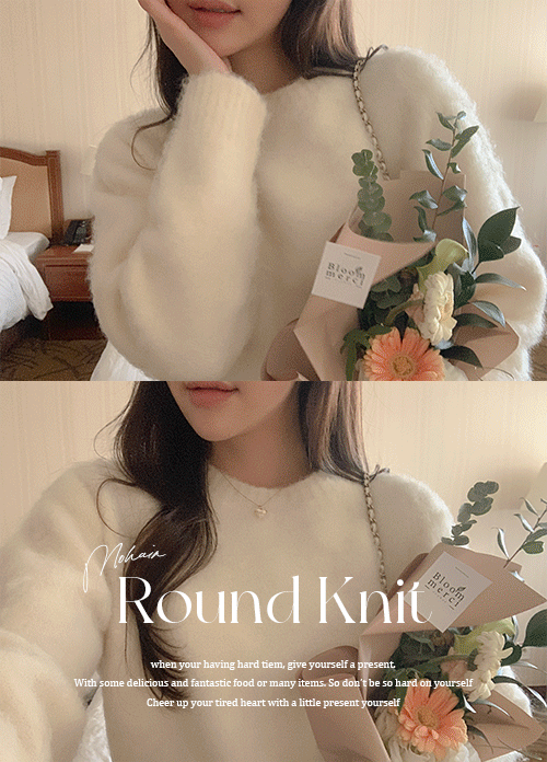 reine-[겨울신상]프루트모헤어라운드니트 (5colors)♡韓國女裝上衣