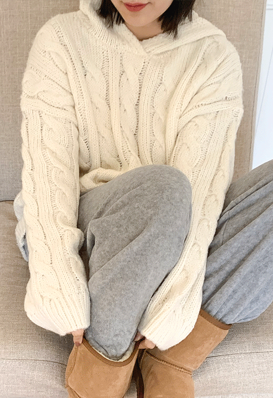richmood-도키 꽈배기 후드 knit (4color)♡韓國加大碼上衣