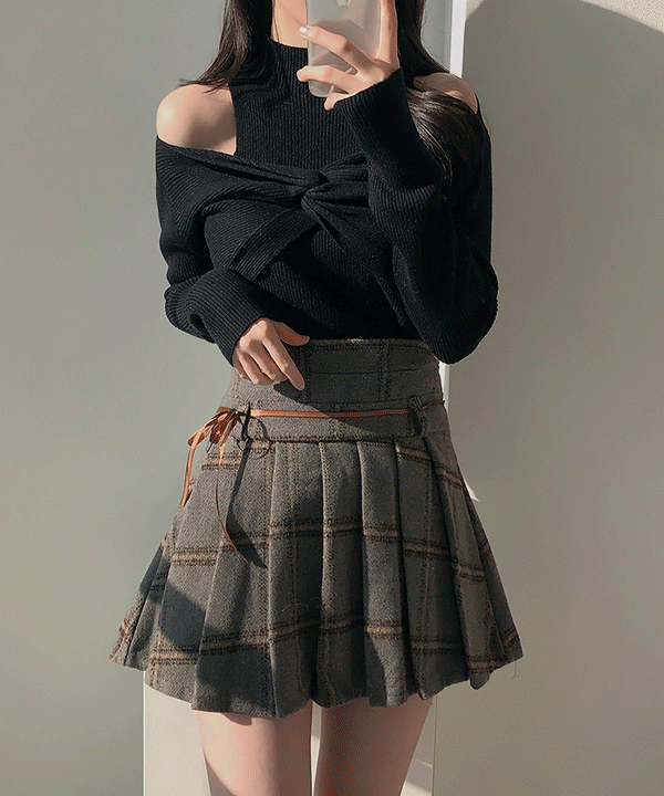 ssomedays-얼론 오프숄더 반폴라 니트 2color♡韓國女裝上衣