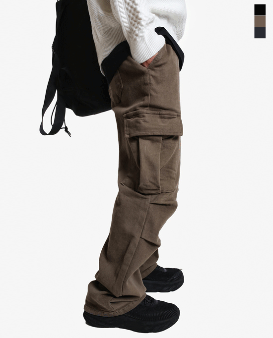 KoreanApparel-[no657.일자핏 피치기모 파라슈트 카고 면바지 (625번)]♡韓國男裝褲子