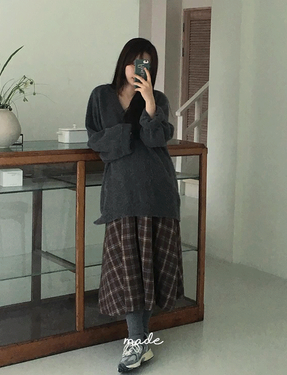 withyoon-[브라운 당일출고][7% 신상할인 쿠폰] [자체제작] 랜드 기모 체크 스커트♡韓國女裝裙