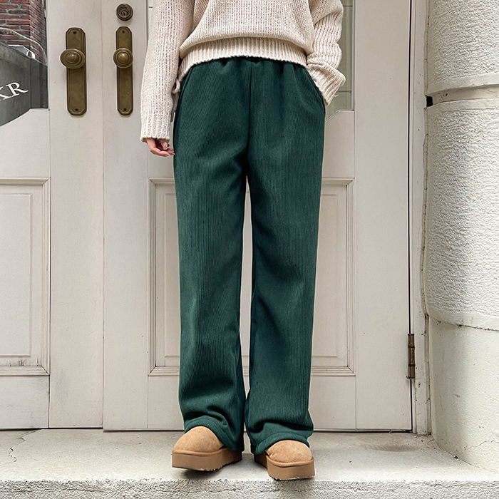 sonyunara-(기장선택,2XL) 봉봉 양기모 코듀로이 와이드 골덴 밴딩 팬츠 6colors♡韓國女裝褲