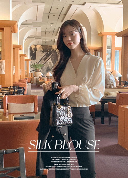 reine - [하객룩/데이트룩] 마리 실크 콩단추 블라우스 (3colors)♡韓國女裝上衣