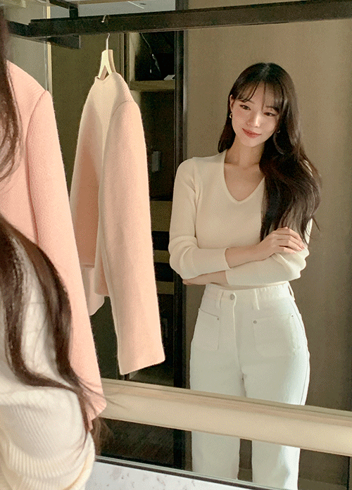 reine - [기본템/쫀쫀] 무드 데일리 브이넥 골지 니트 (4colors) new♡韓國女裝上衣