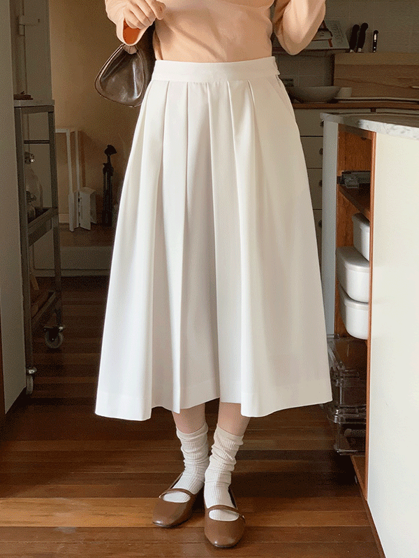 slowand - 버넷 플리츠 퓨어스커트 - 2 size♡韓國女裝裙