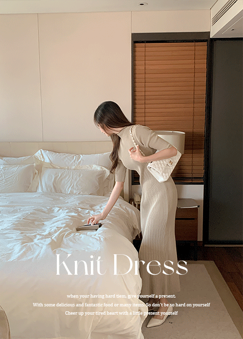 reine-[꾸안꾸/하객룩] 진저 반폴라 골지 니트 롱 원피스 (2colors) new♡韓國女裝連身裙