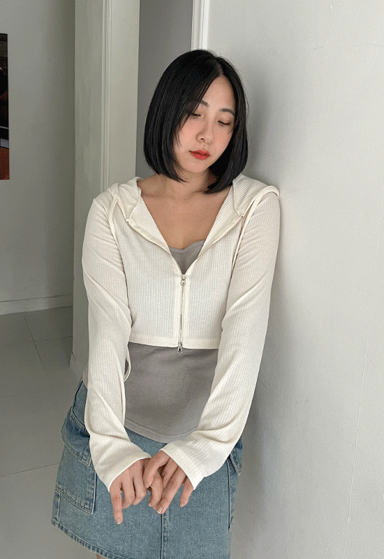 richmood-라이나 layerd hoodie t (2color)♡韓國加大碼上衣