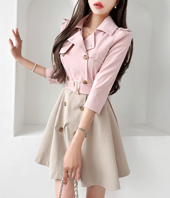 gumzzi - 반트 원피스 (벨트SET)  -[3/28 핑크입고예정]♡韓國女裝連身裙