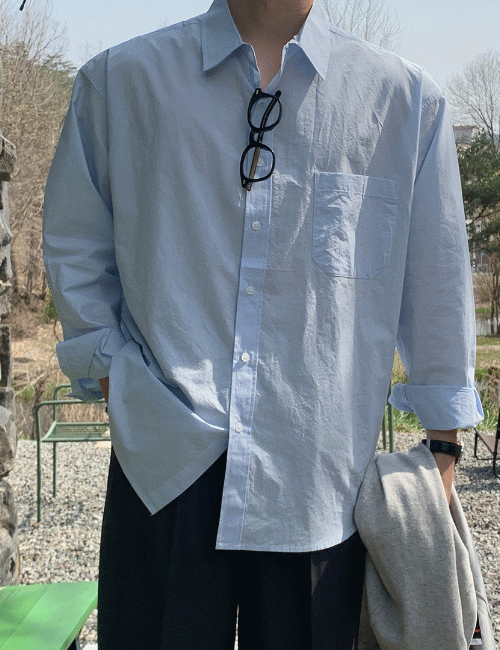 from-us - 선데이 바이오 오버핏 셔츠 (4color)♡韓國男裝上衣