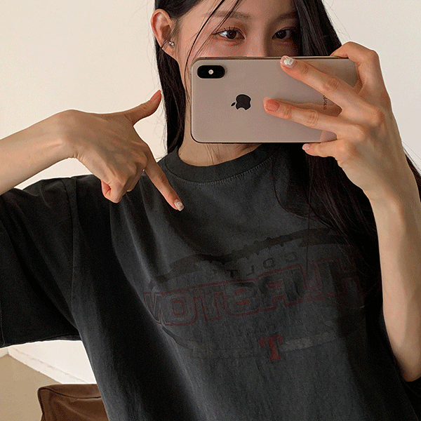 bonzishop - [남녀공용,고퀄리티] 스턴 피그먼트 보통핏 반팔 티셔츠 - t [무료배송]♡韓國女裝上衣
