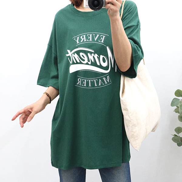 missylook - [여성 모먼 오버핏 반팔 여자 흰색 면티 루즈핏 미시 라운드 편한 박스 롱 티 티셔츠]♡韓國女裝上衣
