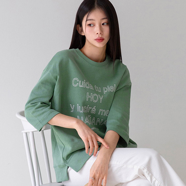 canmart - [벨유] 마나 트임 7부 티셔츠 - 캔마트쇼핑몰♡韓國女裝上衣