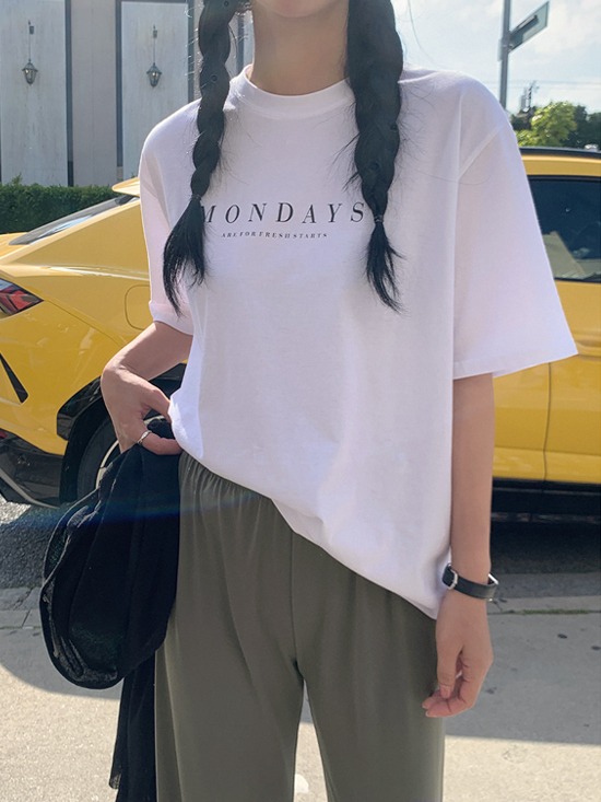 crushj - 루어티 코튼 반팔 티셔츠 (3color)♡韓國女裝上衣