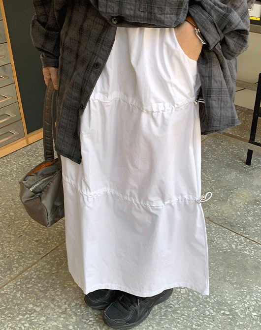 baon - [3일간 new 5% sale] 니슈 스트링 코튼 롱 스커트 (2color) - 바온♡韓國女裝裙