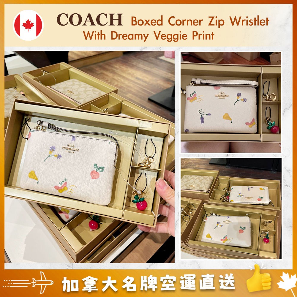 【加拿大空運直送】Coach Boxed Corner Zip Wristlet With Dreamy Veggie Print