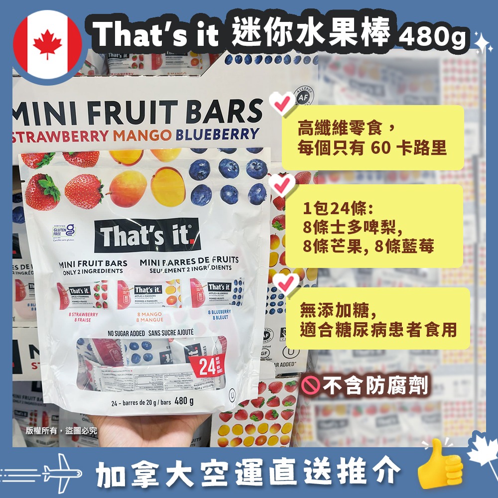 【現貨】【加拿大空運直送】That’s it Mini Fruit Bar  迷你水果棒 480g 有效日期 : 2024.07.30