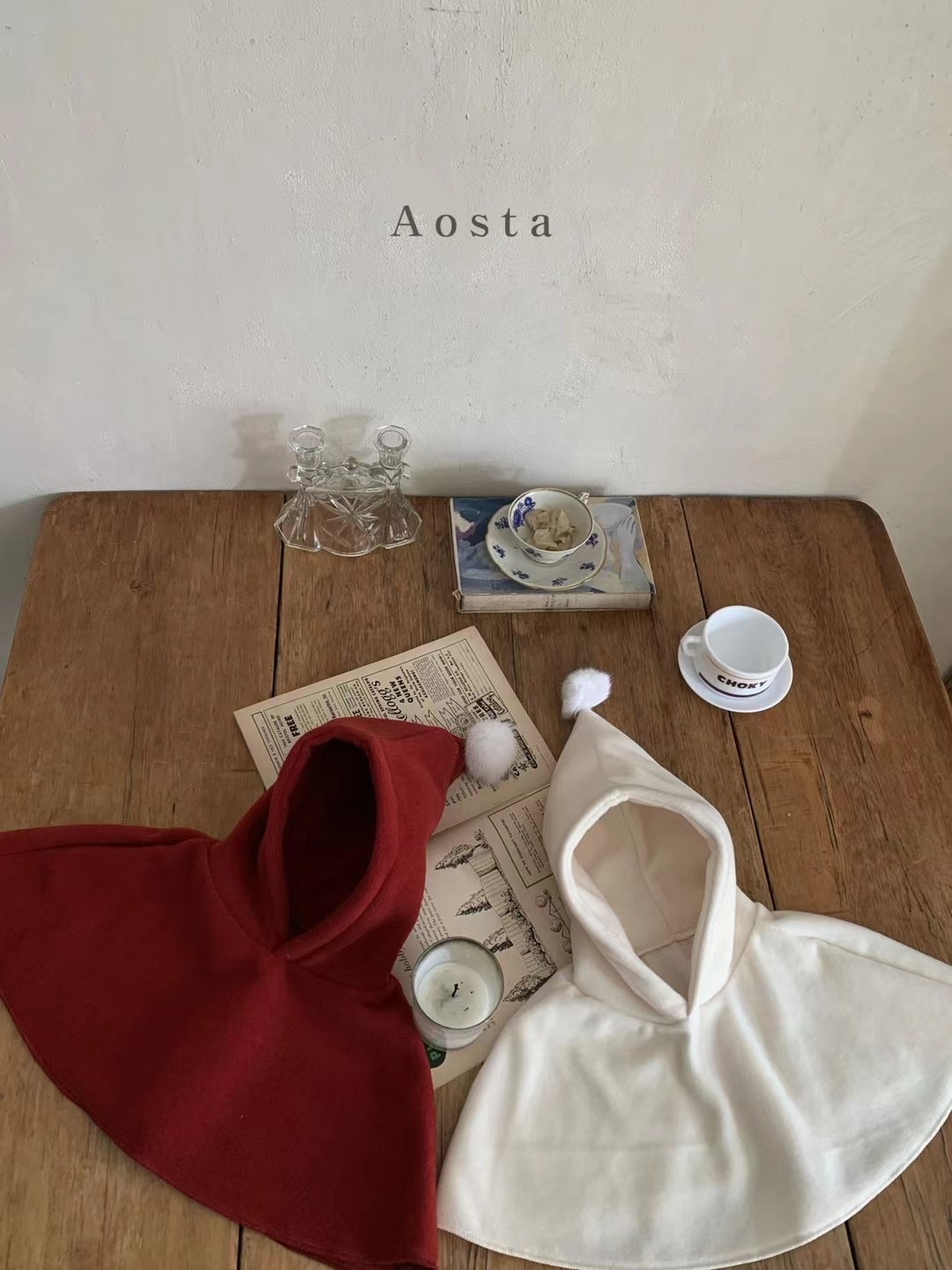 【現貨】Aosta F/W 2021♡cone hoody cape 韓國童裝上衣斗篷（紅色）