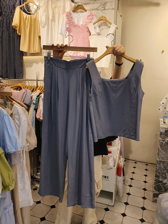 FEMME-S- 女士寬松基本款簡潔休閑褲套裝