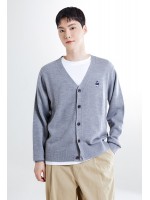 韓國直送 SPAO - (Woody) Embroidered V-neck Cardigan (W)_CHARCOAL