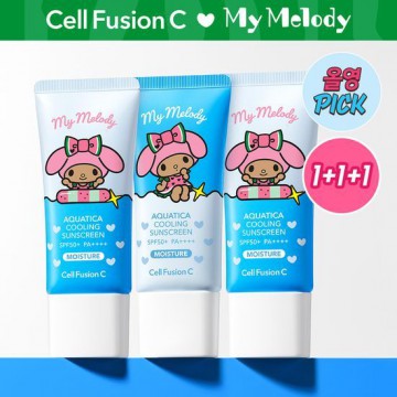 韓國 Olive Young 特別優惠套裝 - Sanrio 曬黑版聯名 ×  Cell Fusion C AquaTica Cooling Sunscreen 清涼防曬霜（35ml × 3 入組）
