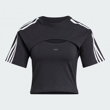 韓國 ADIDAS - 剪裁T恤 - 黑色