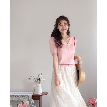 leelin - [시엔 사랑스런 무드 진주 레이스 반팔가디건 [size:F(5566)]]♡韓國女裝外套