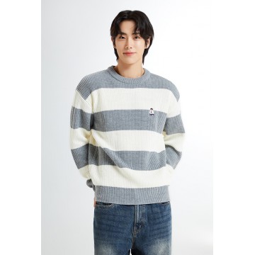 韓國直送 SPAO - (Woody) Haji Stripe Sweater (CHARCOAL)