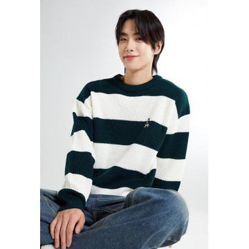韓國直送 SPAO - (Woody) Haji Stripe Sweater (HUNTER)
