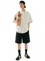 韓國CODEGRAPHY - CGP OVERFIT LINEN SHORT-SLEEVED SHIRT_cream