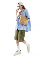 韓國CODEGRAPHY - CGP OVERFIT OXFORD SHORT-SLEEVED SHIRT_blue