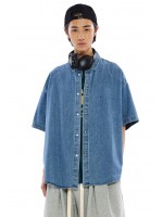 韓國CODEGRAPHY - CGP OVERFIT DENIM SHORT-SLEEVED SHIRT_blue