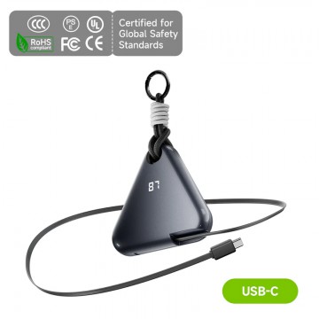 MChaos 10000mAh 穿戴式行動電源 USB-C 伸縮電纜 (星光灰)	