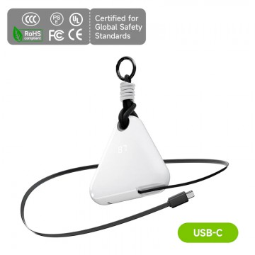 MChaos 10000mAh 穿戴式行動電源 USB-C 伸縮電纜 (珍珠白)	