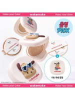 韓國 Olive Young 特別優惠套裝 - 7月 Olive Young 精選／曬黑版帕恰狗聯名] WAKEMAKE 無痕持妝氣墊 15g + 補充裝 15g（附贈迷你氣墊）