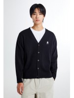 韓國直送 SPAO - (Woody) Embroidered V-neck Cardigan (W)_BLACK