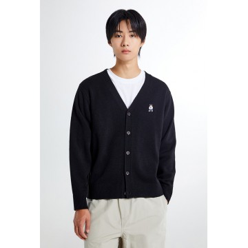 韓國直送 SPAO - (Woody) Embroidered V-neck Cardigan (W)_BLACK
