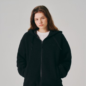 韓國FILA Women Basic Hoodie Boa Fleece (Black)