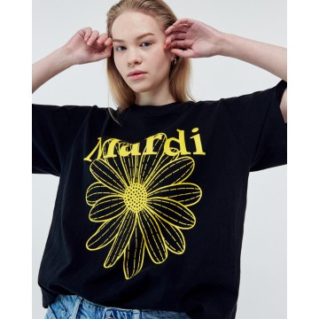  【韓國獨家限時優惠】韓國 Mardi Mercredi  TSHIRT FLOWERMARDI_BLACK YELLOW